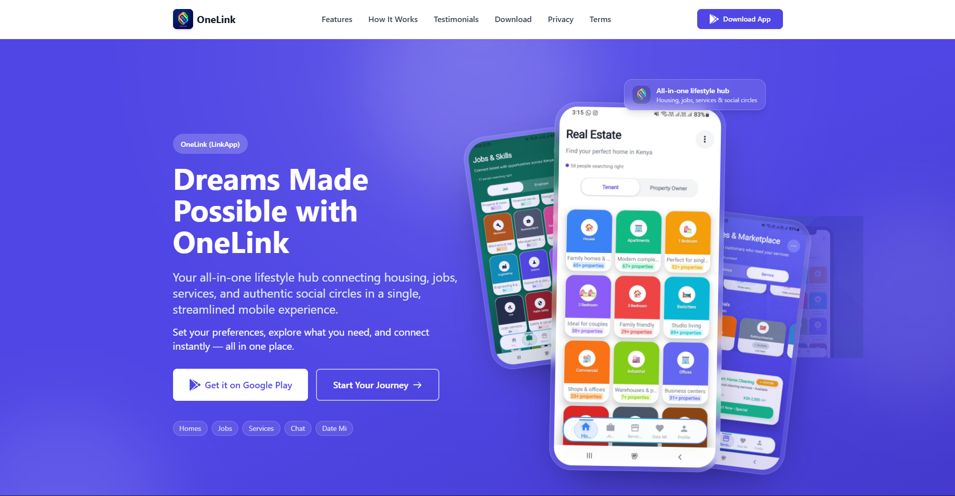 OneLink (LinkApp) - Landing Page